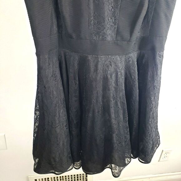 Women's City Chic Black Lace Chiffon Tool Puffy Black Short Dress Size XL/22 - Picture 7 of 11